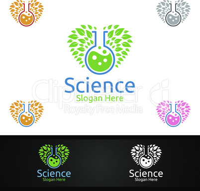 Love Science and Research Lab Logo for Microbiology, Biotechnology, Chemistry, or Education Design Concept