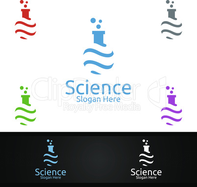 Liquid Science and Research Lab Logo for Microbiology, Biotechnology, Chemistry, or Education Design Concept