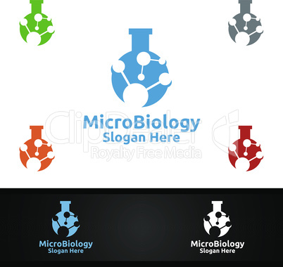 Micro Science and Research Lab Logo for Microbiology, Biotechnology, Chemistry, or Education Design Concept