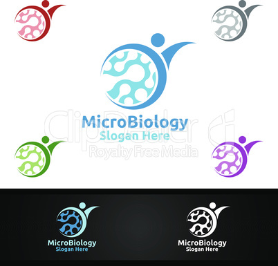 Micro Science and Research Lab Logo for Microbiology, Biotechnology, Chemistry, or Education Design Concept