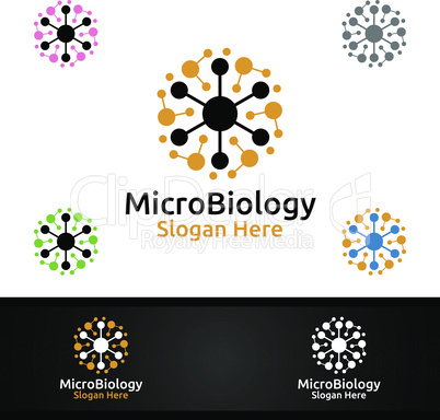 Micro Science and Research Lab Logo for Microbiology, Biotechnology, Chemistry, or Education Design Concept