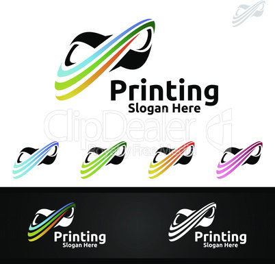 Infinity Printing Company Vector Logo Design for Media, Retail, Advertising, Newspaper or Book Concept