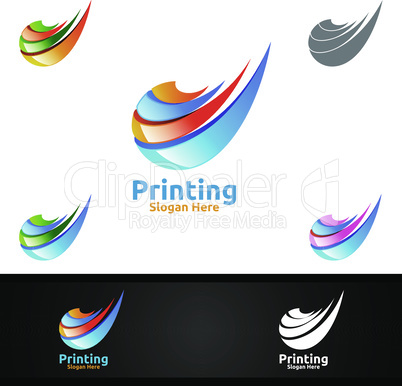 Digital Printing Company Vector Logo Design for Media, Retail, Advertising, Newspaper or Book Concept