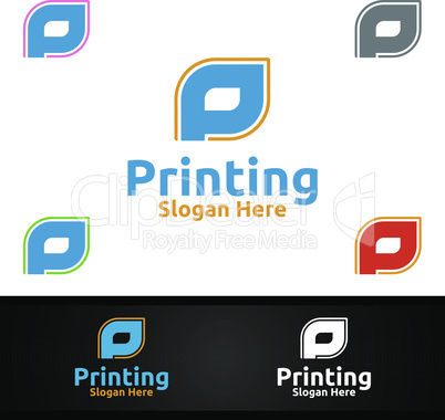 Letter P Printing Company Vector Logo Design for Media, Retail, Advertising, Newspaper or Book Concept