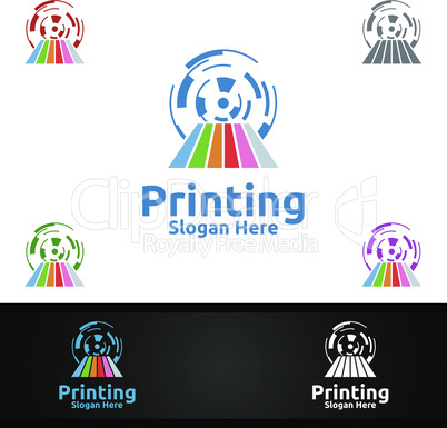 Tech Printing Company Vector Logo Design for Media, Retail, Advertising, Newspaper or Book Concept