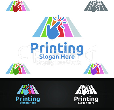 Click Printing Company Vector Logo Design for Media, Retail, Advertising, Newspaper or Book Concept