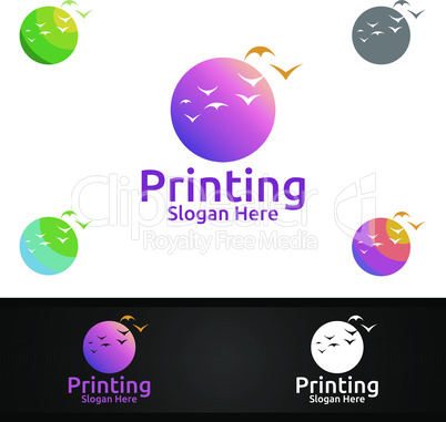 Beauty Printing Company Vector Logo Design for Media, Retail, Advertising, Newspaper or Book Concept