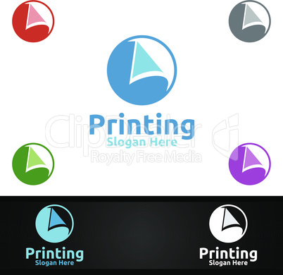 Paper Printing Company Vector Logo Design for Media, Retail, Advertising, Newspaper or Book Concept