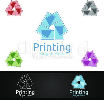Paper Printing Company Vector Logo Design for Media, Retail, Advertising, Newspaper or Book Concept