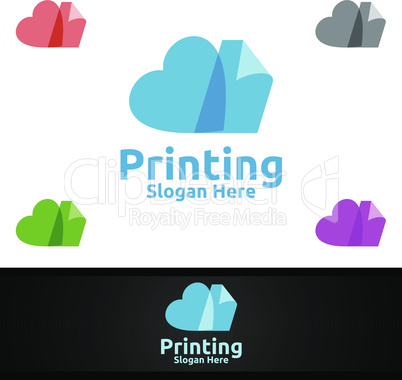 Love Printing Company Vector Logo Design for Media, Retail, Advertising, Newspaper or Book Concept