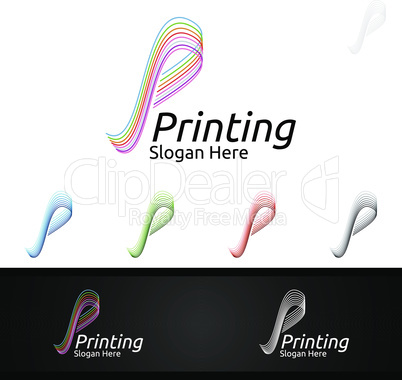 Letter P Printing Company Vector Logo Design for Media, Retail, Advertising, Newspaper or Book Concept