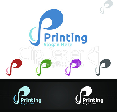 Infinity P Printing Company Vector Logo Design for Media, Retail, Advertising, Newspaper or Book Concept