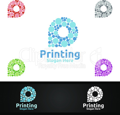 Bubble P Printing Company Vector Logo Design for Media, Retail, Advertising, Newspaper or Book Concept
