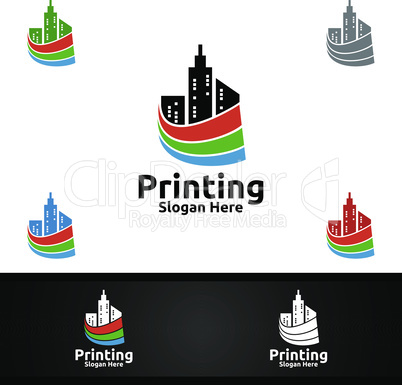 City Printing Company Vector Logo Design for Media, Retail, Advertising, Newspaper or Book Concept