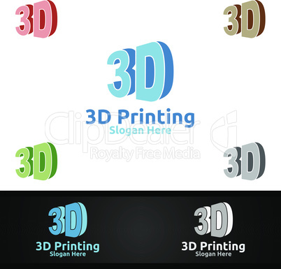 3D Printing Company Vector Logo Design for Media, Retail, Advertising, Newspaper or Book Concept