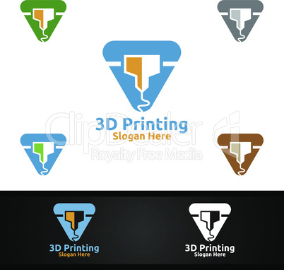 3D Printing Company Vector Logo Design for Media, Retail, Advertising, Newspaper or Book Concept