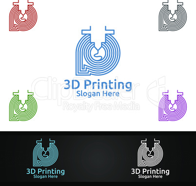 Fast 3D Printing Company Vector Logo Design for Media, Retail, Advertising, Newspaper or Book Concept