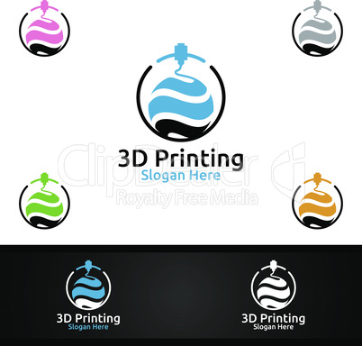 Global 3D Printing Company Vector Logo Design for Media, Retail, Advertising, Newspaper or Book Concept