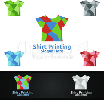 T shirt Printing Company Vector Logo Design for Laundry, T shirt shop, Retail, Advertising, or Clothes Community Concept