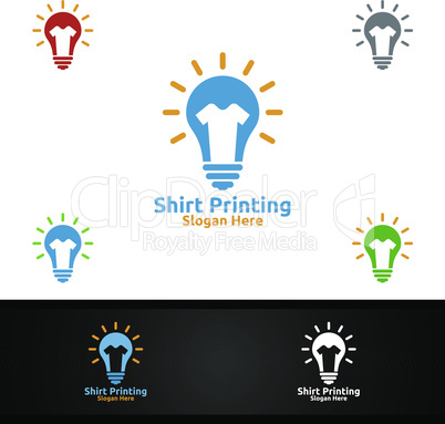 Idea T shirt Printing Company Vector Logo Design for Laundry, T shirt shop, Retail, Advertising, or Clothes Community Concept