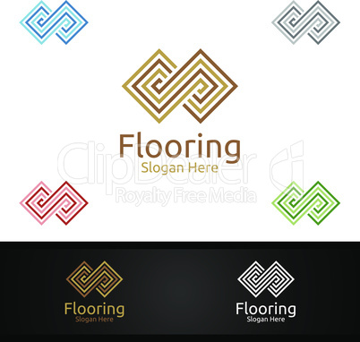 Flooring Logo for Parquet Wooden or Vinyl Hardwood Granite Title Vector Design