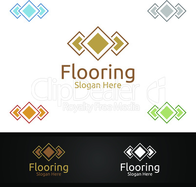 Flooring Logo for Parquet Wooden or Vinyl Hardwood Granite Title Vector Design