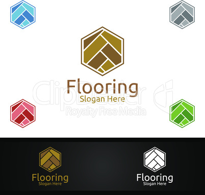 Flooring Logo for Parquet Wooden or Vinyl Hardwood Granite Title Vector Design