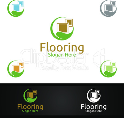 Flooring Logo for Parquet Wooden or Vinyl Hardwood Granite Title Vector Design