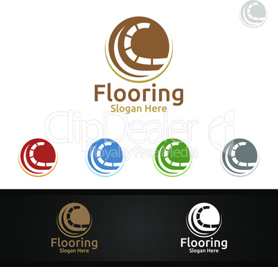 Flooring Logo for Parquet Wooden or vinyl hardwood granite tile vector Design