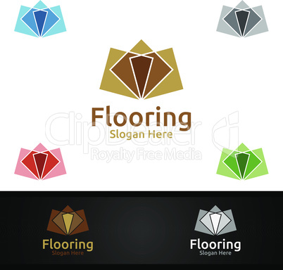 Flooring Logo for Parquet Wooden or Vinyl Hardwood Granite Title Design