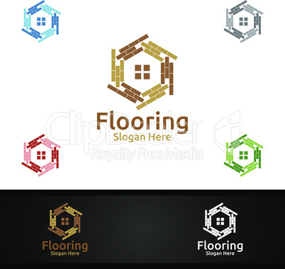 Flooring Logo for Parquet Wooden or Vinyl Hardwood Granite Title Design