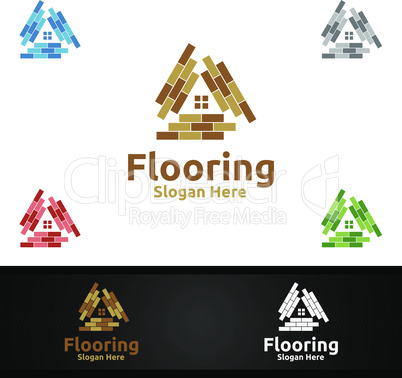 Flooring Logo for Parquet Wooden or Vinyl Hardwood Granite Title Design