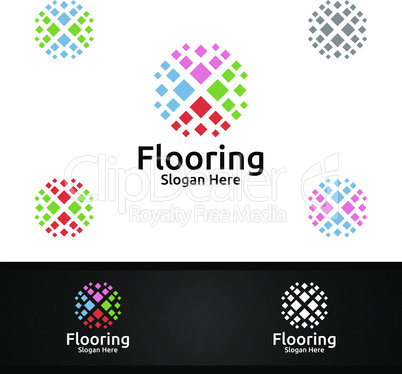 Flooring Logo for Parquet Wooden or Vinyl Hardwood Granite Title Design