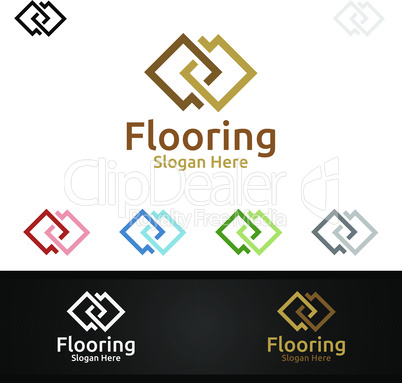 Flooring Logo for Parquet Wooden or Vinyl Hardwood Granite Title Design