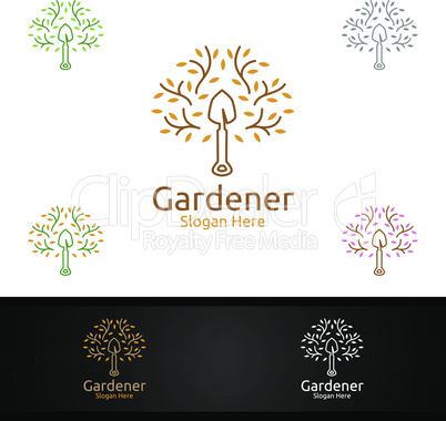 Zen Gardener Logo with Green Garden Environment or Botanical Agriculture Design Illustration