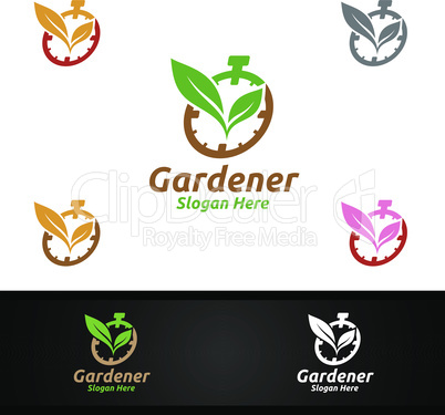 Speed Gardener Care Logo with Green Garden Environment or Botanical Agriculture Design