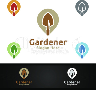 Pin Gardener Logo with Green Garden Environment or Botanical Agriculture