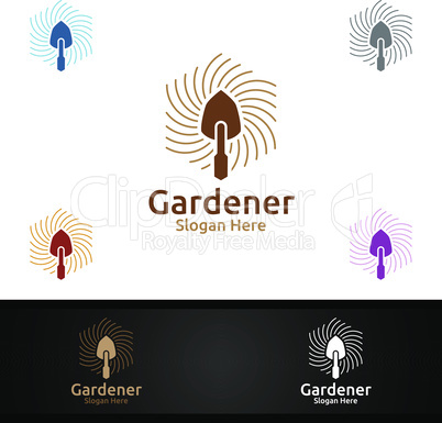 Gardener Care Logo with Green Garden Environment or Botanical Agriculture