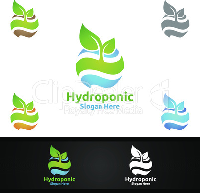 Global Hydroponic Gardener Logo with Green Garden Environment or Botanical Agriculture Design
