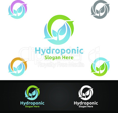 Infinity Hydroponic Gardener Logo with Green Garden Environment or Botanical Agriculture Design