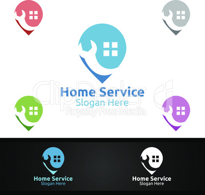 Pin Real Estate and Fix Home Repair Services Logo