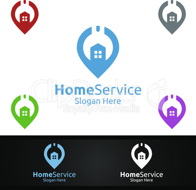 Pin Real Estate and Fix Home Repair Services Logo