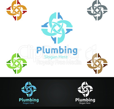 Infinity Plumbing Logo with Water and Fix Home Concept