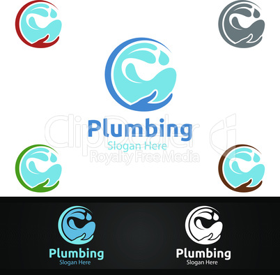 Infinity Plumbing Logo with Water and Fix Home Concept