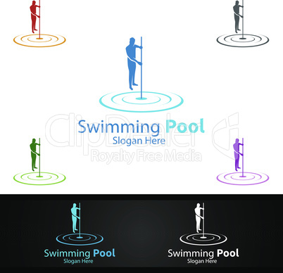 Swimming Pool Service Logo with Cleaning Pool and Maintenance Concept