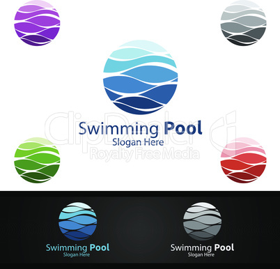 Swimming Pool Service Logo with Cleaning Pool and Maintenance Concept