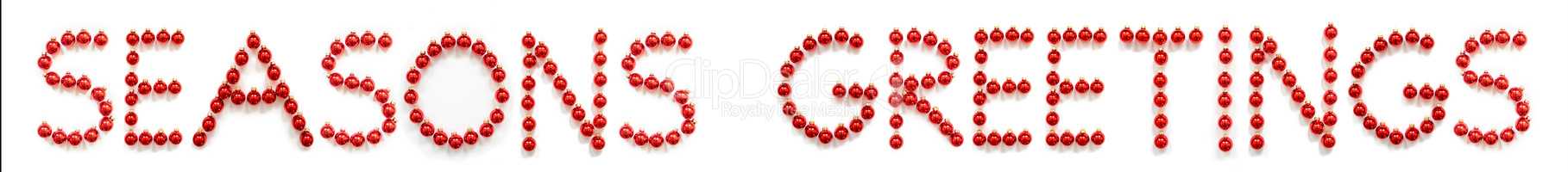 Red Christmas Ball Ornament Building Word Seasons Greetings