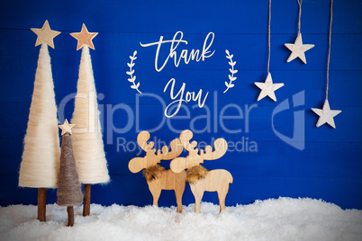 Christmas Tree, Moose, Snow, Star, Text Thank You