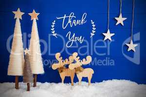 Christmas Tree, Moose, Snow, Star, Text Thank You