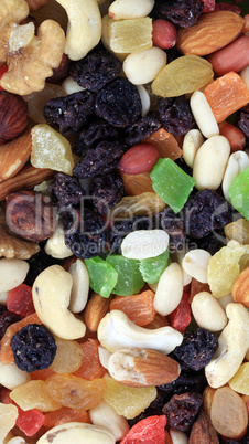 set of dried fruit at dry sunny summer day